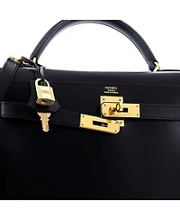 Kelly 32 Handbag Black Box Calf with Gold Hardware
