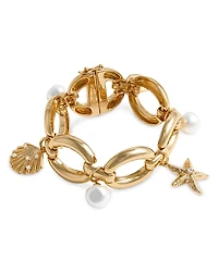 Self Portrait Imitation Pearl Seaside Motif Charm Bracelet