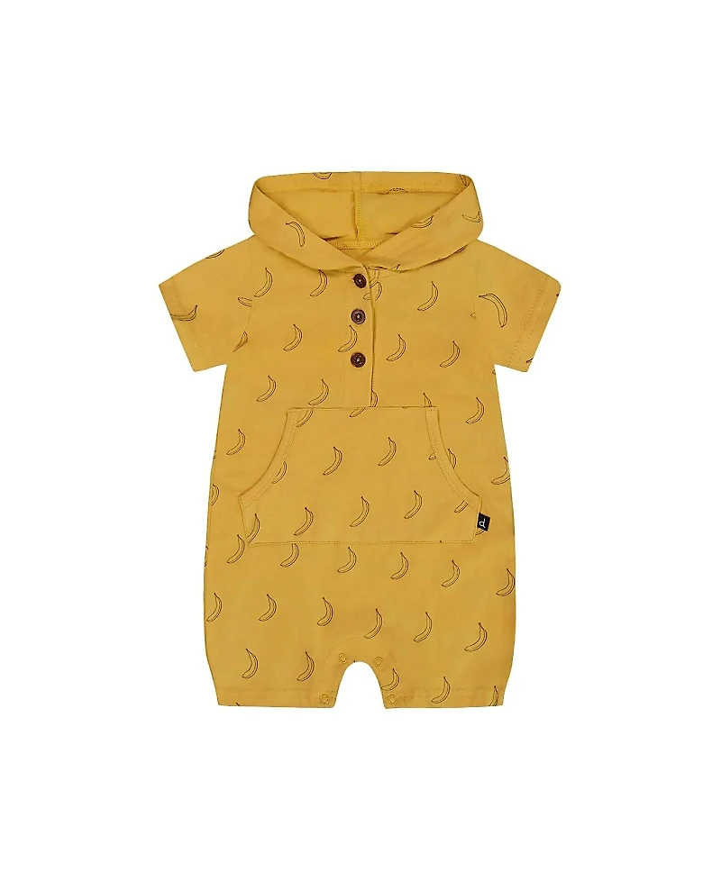 Deux par Deux Boys' Printed Organic Cotton Hooded Romper - Baby