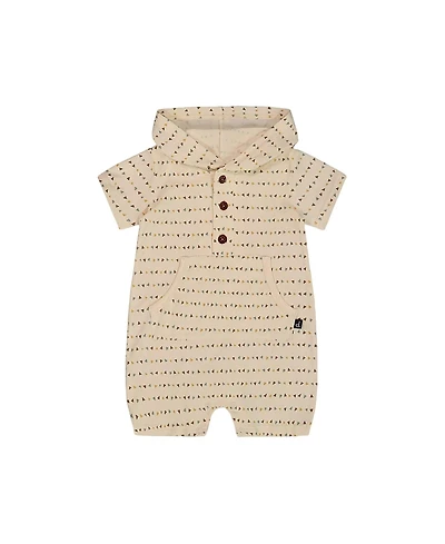 Deux par Deux Boys' Printed Organic Cotton Hooded Romper - Baby