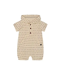 Deux par Deux Boys' Printed Organic Cotton Hooded Romper - Baby