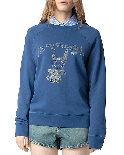 Zadig & Voltaire Upper Mo Devil Queen Rhinestone Sweatshirt