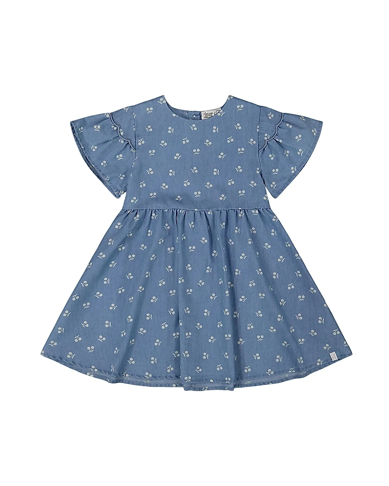 Deux par Girls' Printed Chambray Cherries Dress - Big Kid