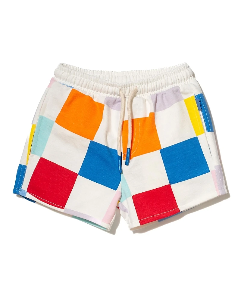 Mon Coeur Girls' Recycled Cotton Checkered Cropped Short - Little Kid, Big Kid