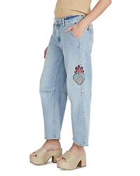 Barbara X Hallucination High Rise Cropped Wide Leg Jeans Light Wash