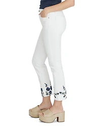 Colette X Blue Bouquet High Rise Cropped Skinny Jeans Cream