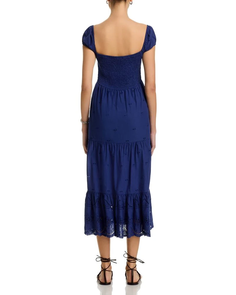 Eyelet Smocked Midi Dress