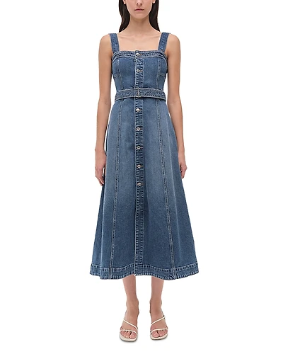 Simkhai Alba Square Neck Denim Midi Dress