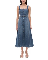Simkhai Alba Square Neck Denim Midi Dress