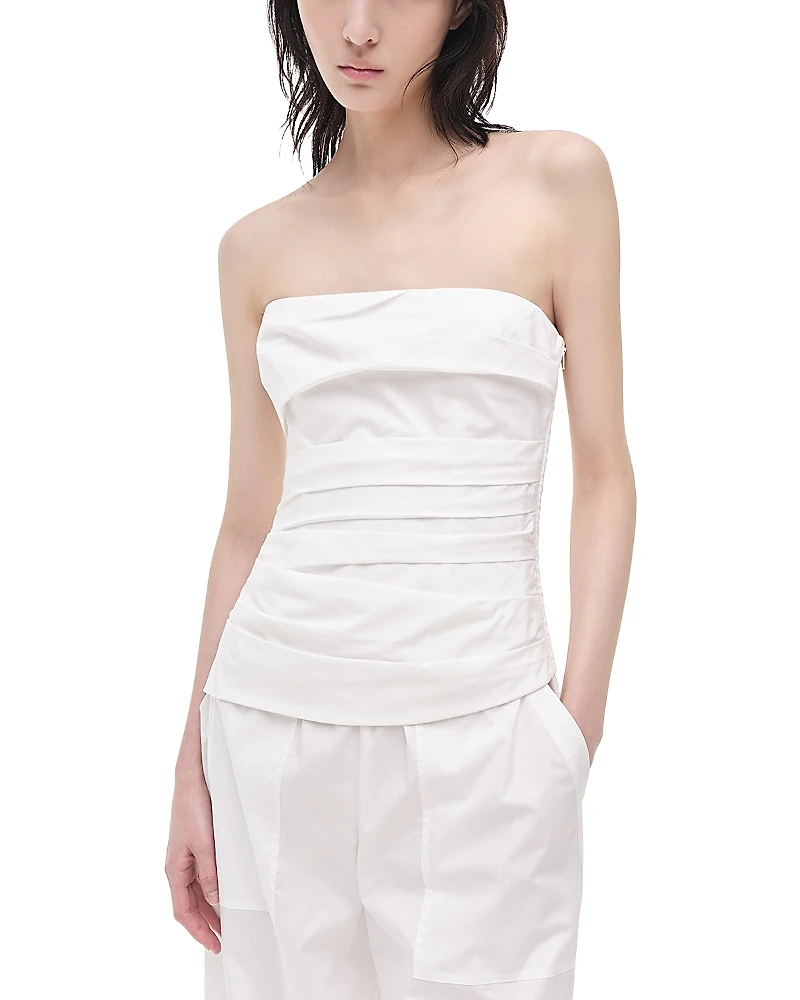 Simkhai Emerson Poplin Ruched Top