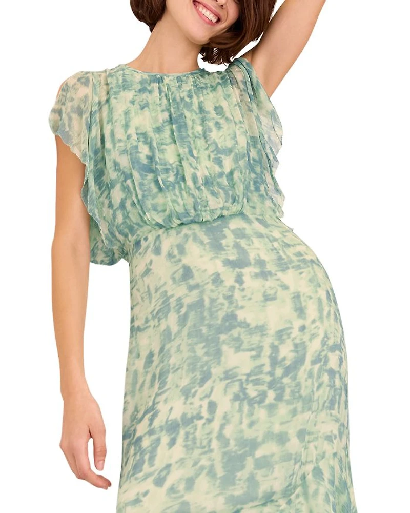 Petites Dashed Brush Marks Midi Dress