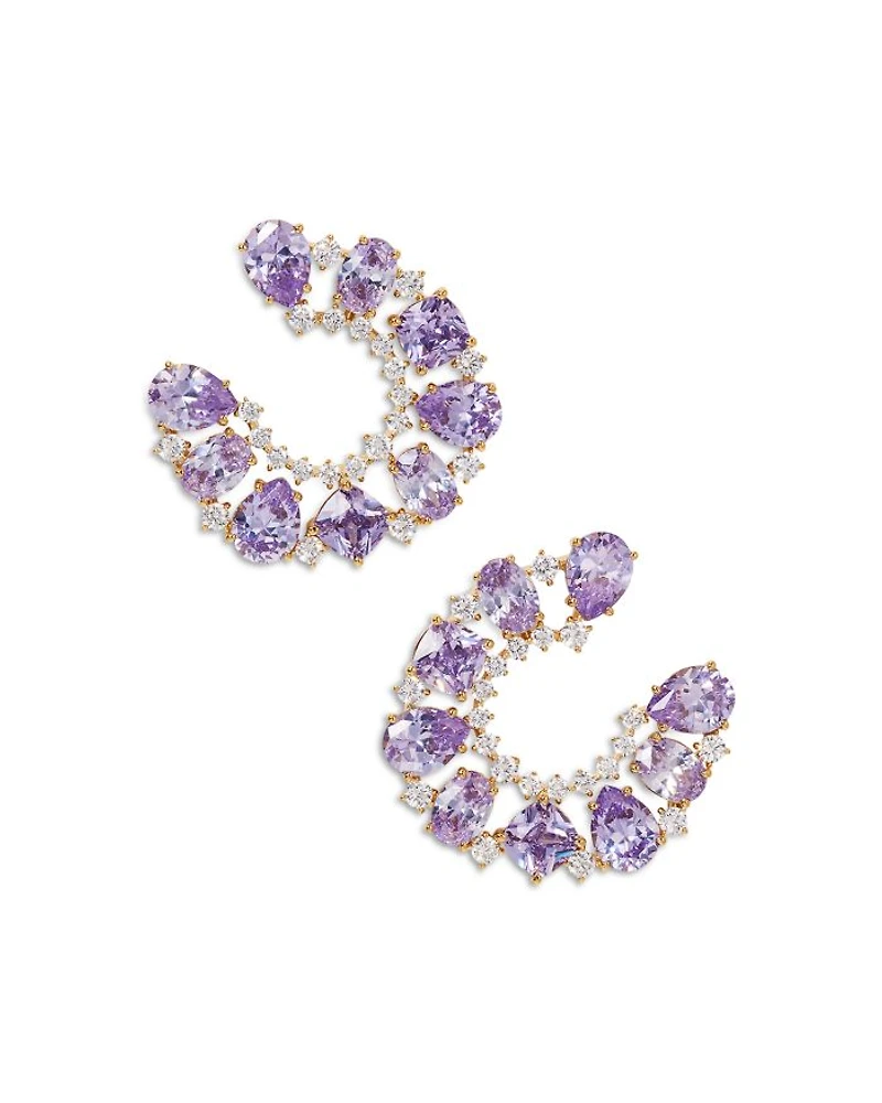 Purple Stone Horseshoe Statement Earrings