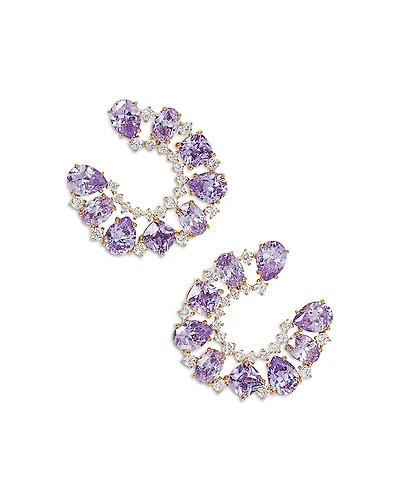 Nadri Palm Springs Purple Stone Horseshoe Statement Earrings