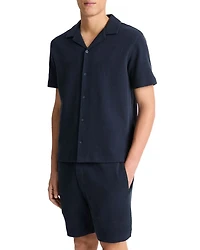 Cotton Blend Bouclé Regular Fit Button Down Camp Shirt