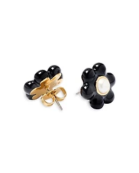 Stone & Enamel Petal Puff Stud Earrings
