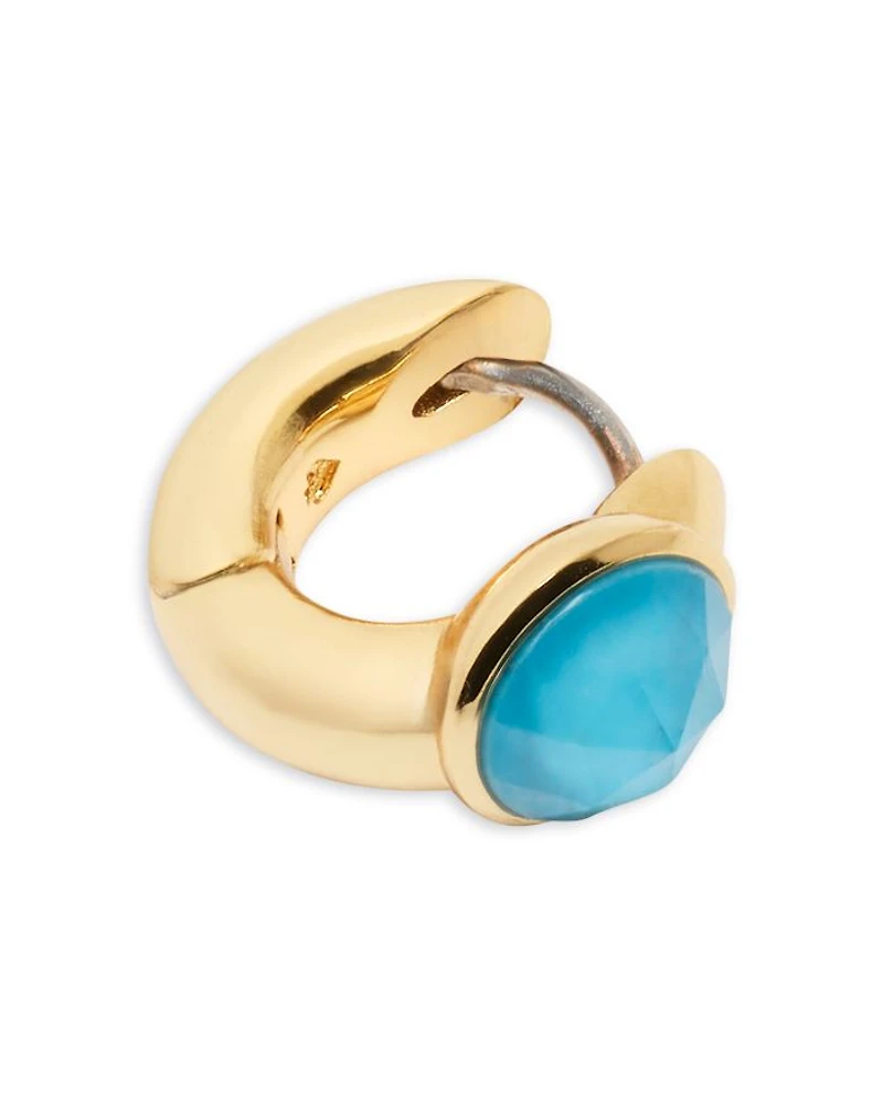 Keep Sparkling Round Stone Huggie Hoop Earrings