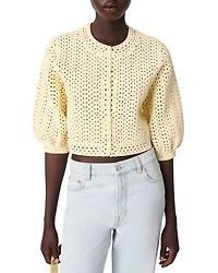 Cropped Rhinestone Crochet Cardigan