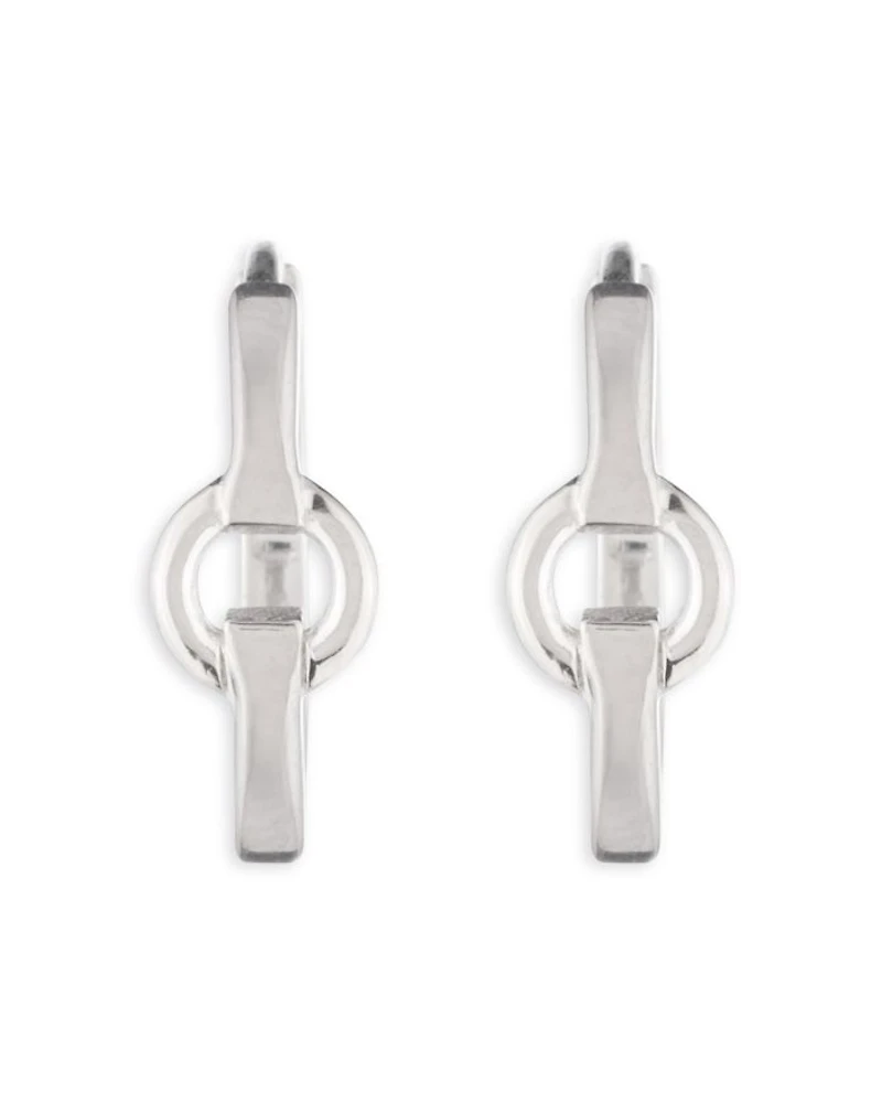 Ring Detail Hoop Earrings in Sterling Silver