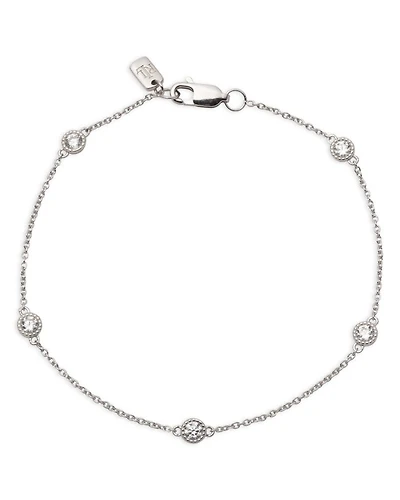 Cubic Zirconia Station Link Bracelet in Sterling Silver