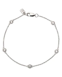 Cubic Zirconia Station Link Bracelet in Sterling Silver