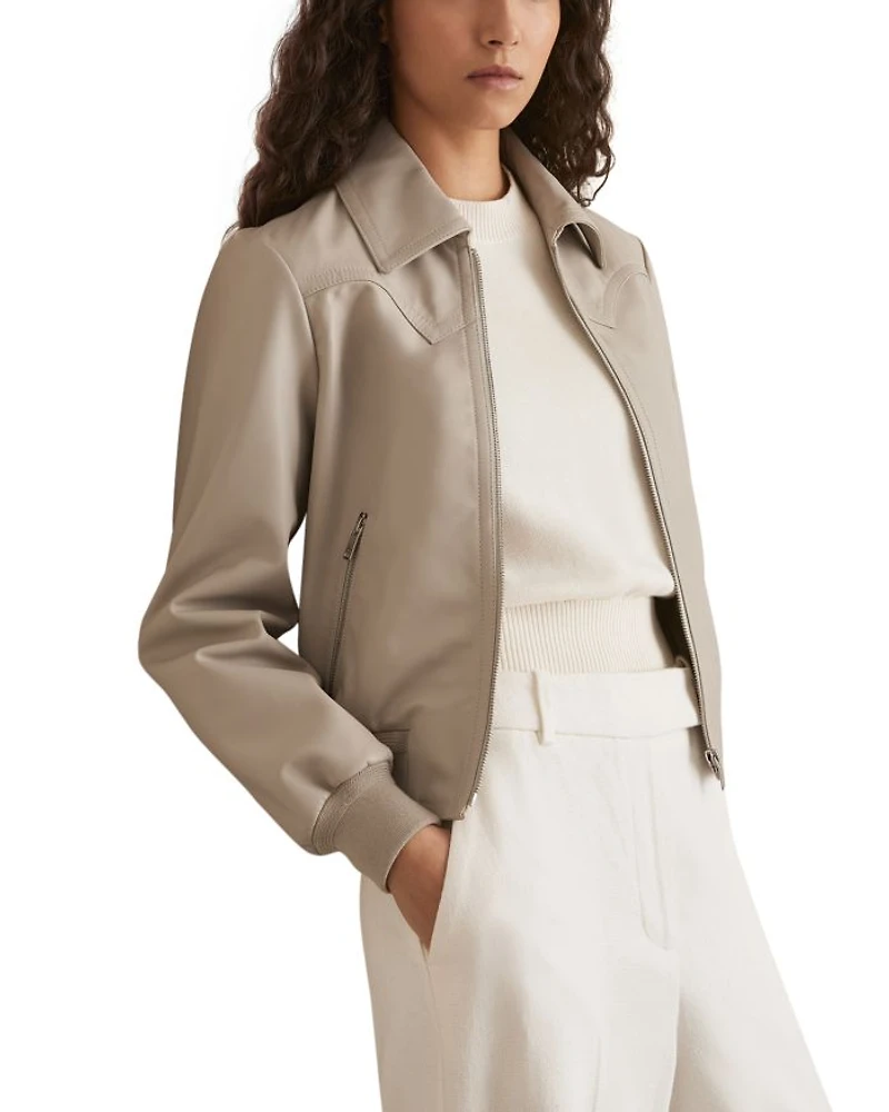 Jasmine Leather Bomber Jacket