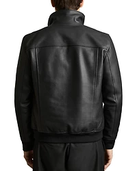 Slim Fit Reed Pebble Grain Leather Jacket
