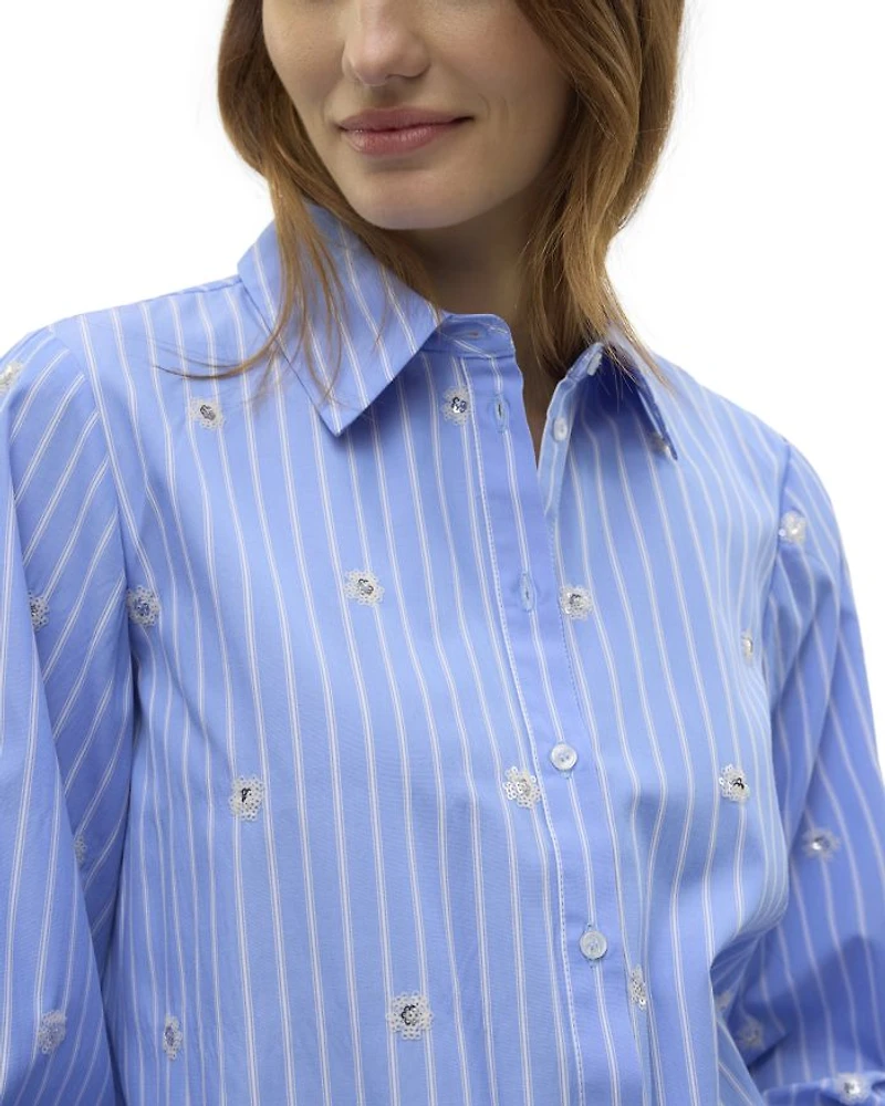 Leila Sequined Striped Shirt