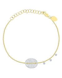 14K Yellow & 14K White Gold Diamond Oval Bead Chain Bracelet