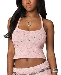 Edikted Shaylee Sequin Knit Backless Top
