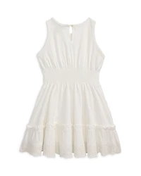 Girls' Eyelet Embroidered Cotton Jersey Dress