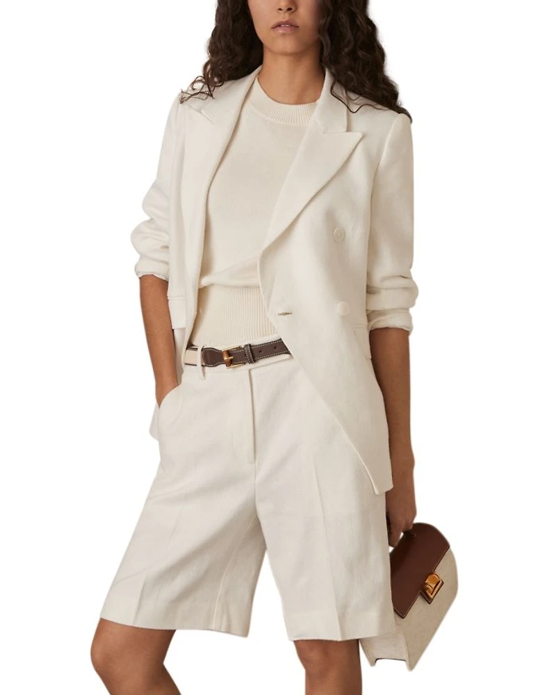 Petites Double Breasted Peak Lapel Blazer