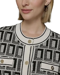 Logo Short Sleeved Crewneck Cardigan Sweater