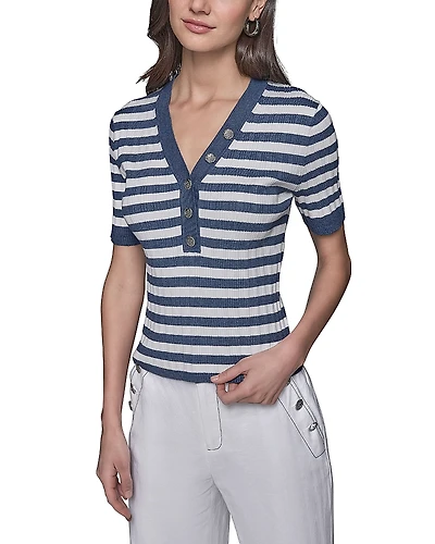 Karl Lagerfeld Paris Striped Short Sleeved Tee