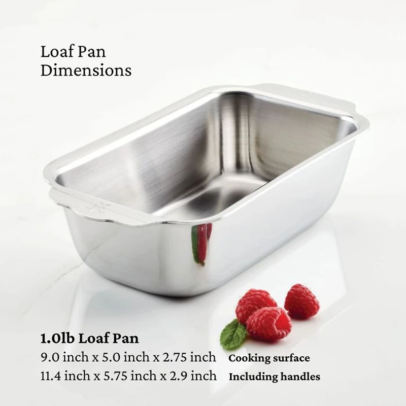 OvenBond® 9" x 5" Tri-ply Clad Stainless Steel 1lbs. Loaf Pan