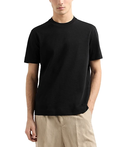 Emporio Armani Textured Cotton Allover Jacquard Tee
