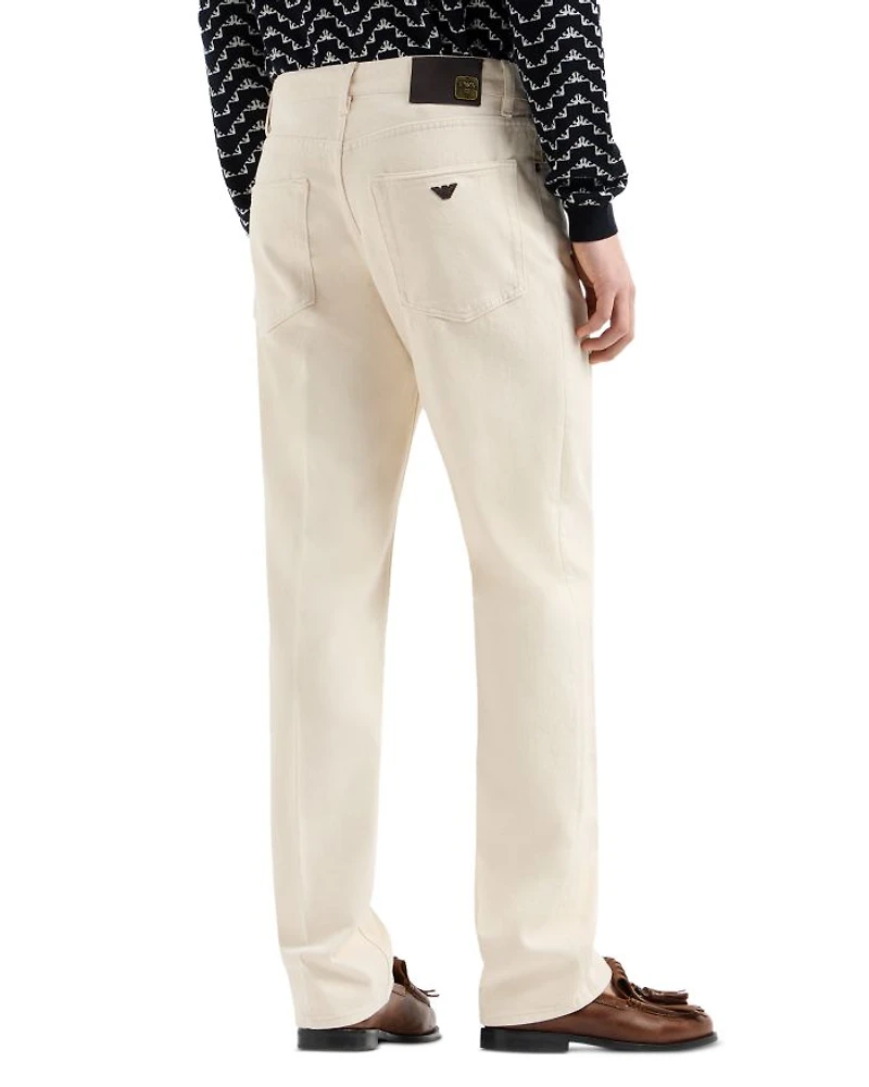 Straight Fit Bull Cotton Jeans Light Beige