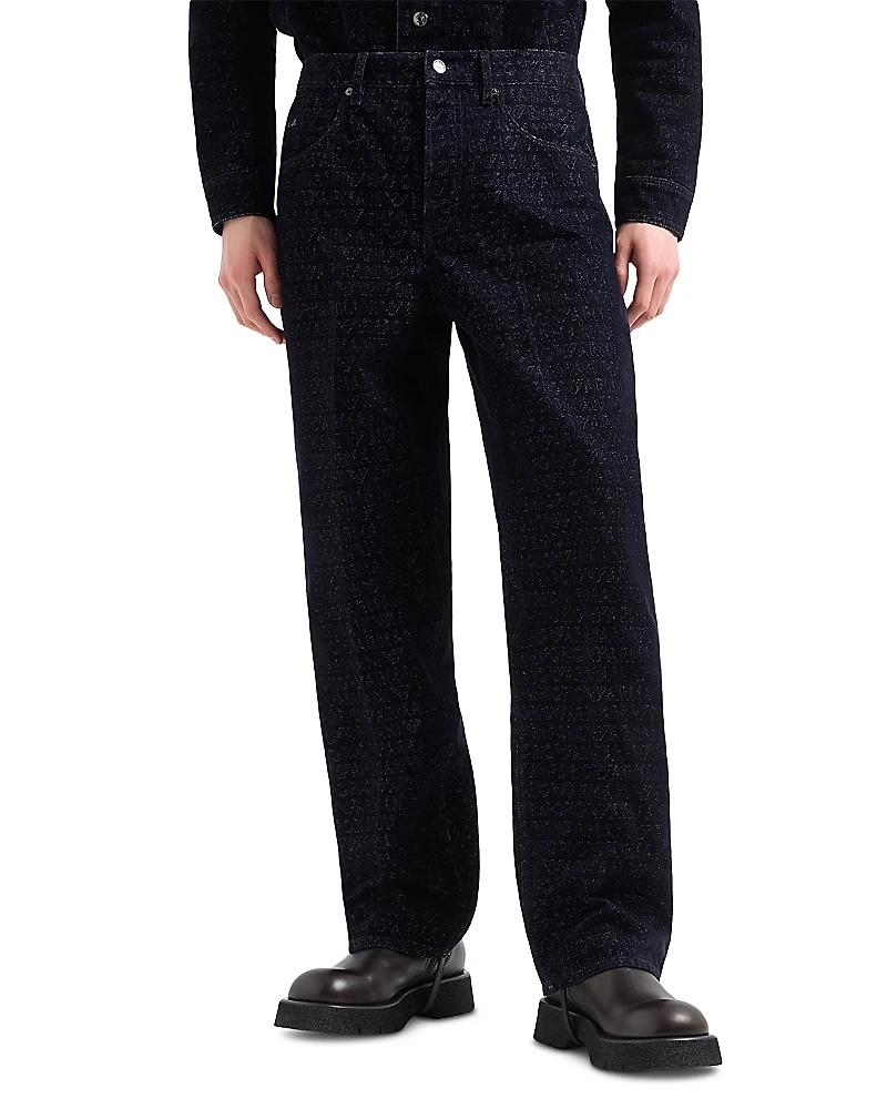 Emporio Armani Loose Fit Flocked Logo Jeans