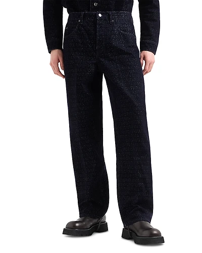 Emporio Armani Loose Fit Flocked Logo Jeans
