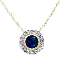 Moon & Meadow 14K Yellow Gold Sapphire & Diamond Halo Stud Pendant Necklace, 18