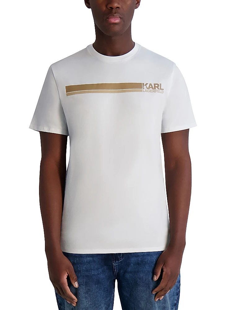 Karl Lagerfeld Paris Race Stripe Slim Fit Logo Tee