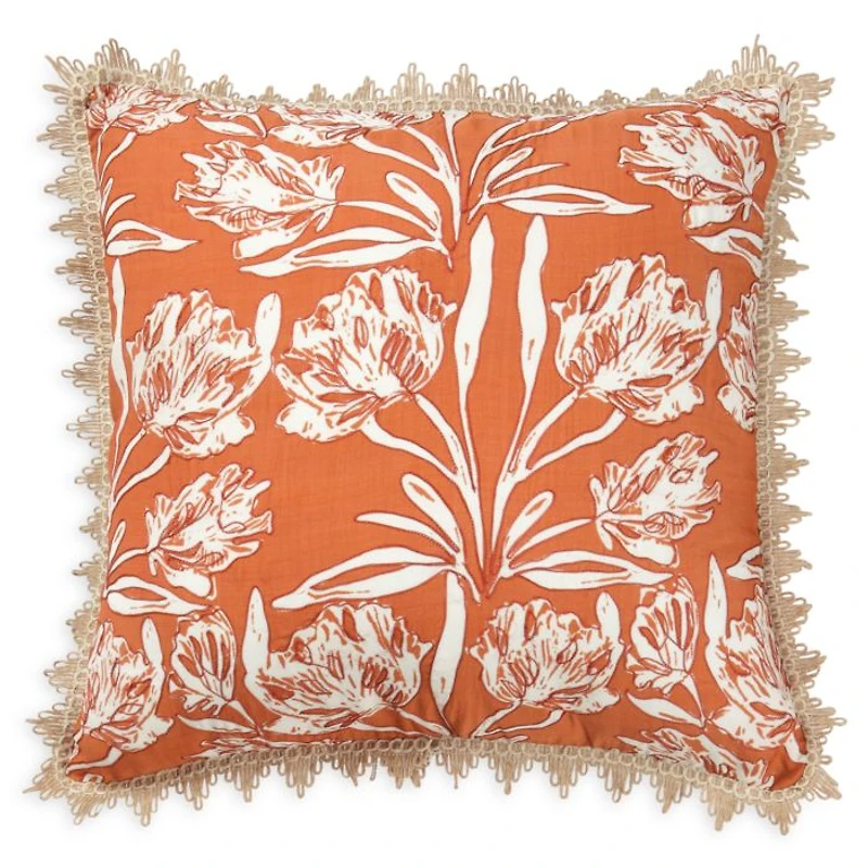 Saffron Embroidered Reversible Cushion, 20" x 20"
