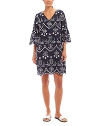 Karen Kane Flare Sleeve Embroidered Dress