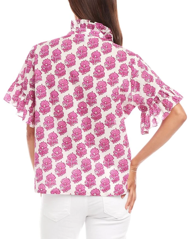 Short Sleeve Ruffle Trim Top
