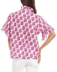 Short Sleeve Ruffle Trim Top