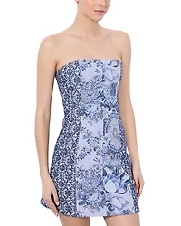 Alice and Olivia Violet Strapless Seamed A Line Mini Dress