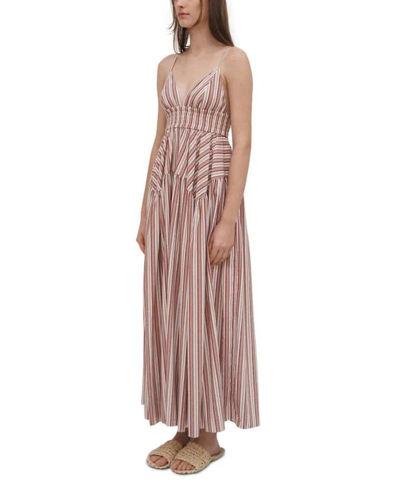Striped V Neck Maxi Dress