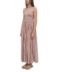 Striped V Neck Maxi Dress