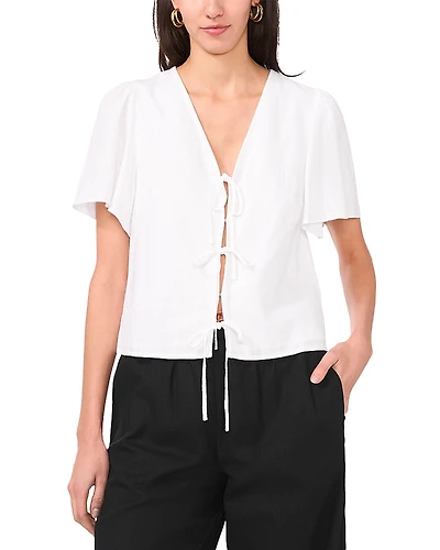 1.state Short Sleeve Tie Front Top