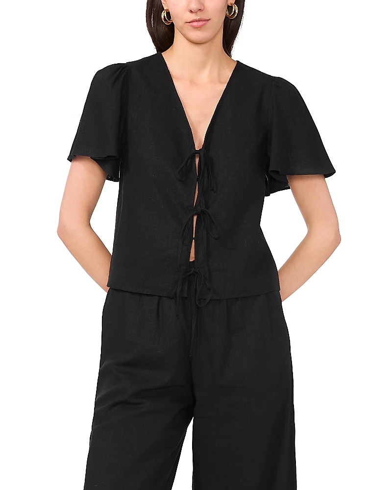 1.state Short Sleeve Tie Front Top