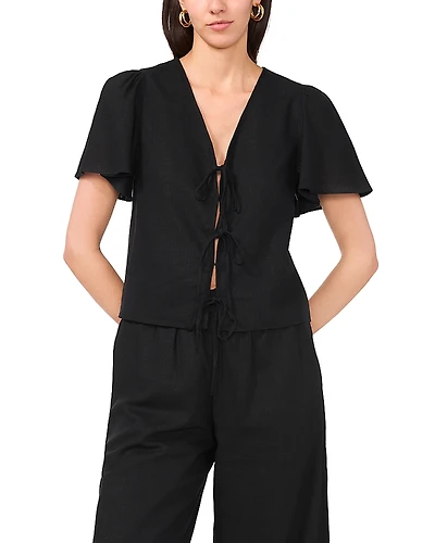 1.state Short Sleeve Tie Front Top